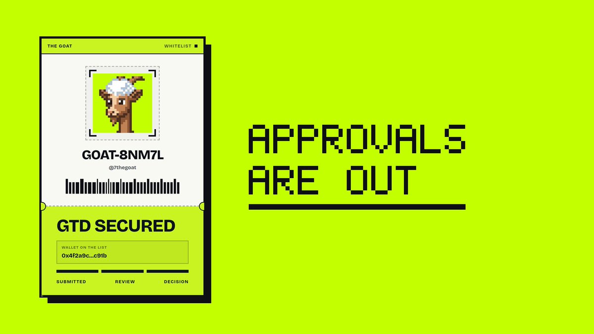7thegoat's tweet photo. Approvals are out.

Every application that passed verification is now marked approved.

Check your card: https://t.co/u2nehnQ3ic

There's something on the approved ones that wasn't there yesterday.

150 guaranteed spots.

If your card says approved, it has a claim button on it. Put in the wallet you applied with and the spot locks to that wallet. Nobody can claim it for you. Nobody can see how many are left.

First 150. Then it's done.