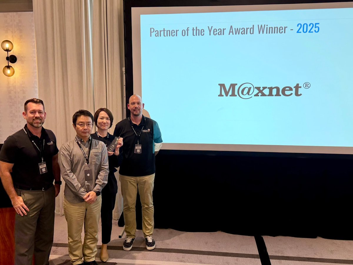 ImageAnalysis's tweet photo. Congratulations to Maxnet, 2025 Partner of the Year 🏆

As our official Image-Pro distributor in Japan, Maxnet brings strong technical expertise and dedicated customer support across the region.

Looking forward to what’s ahead!

#MediaCybernetics #ImagePro #Maxnet #PartnerAwards https://t.co/o0zpFyQwpv