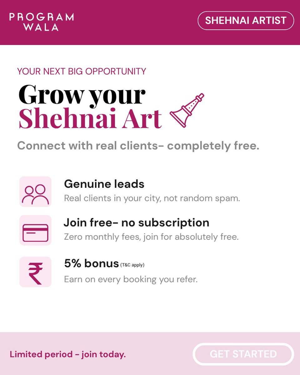 program_wala's tweet photo. Are you a professional Shehnai Artist looking to grow your business? 🎶✨

📩 DM us your profile/work details to get started.
📞 Call or WhatsApp: 8400128910
🌐 Visit: https://t.co/I9nyIrpJ2I
#ProgramWala #ShehnaiArtist #WeddingMusic #WeddingLeads #GrowYourBusiness https://t.co/Bw2qJxN0gd