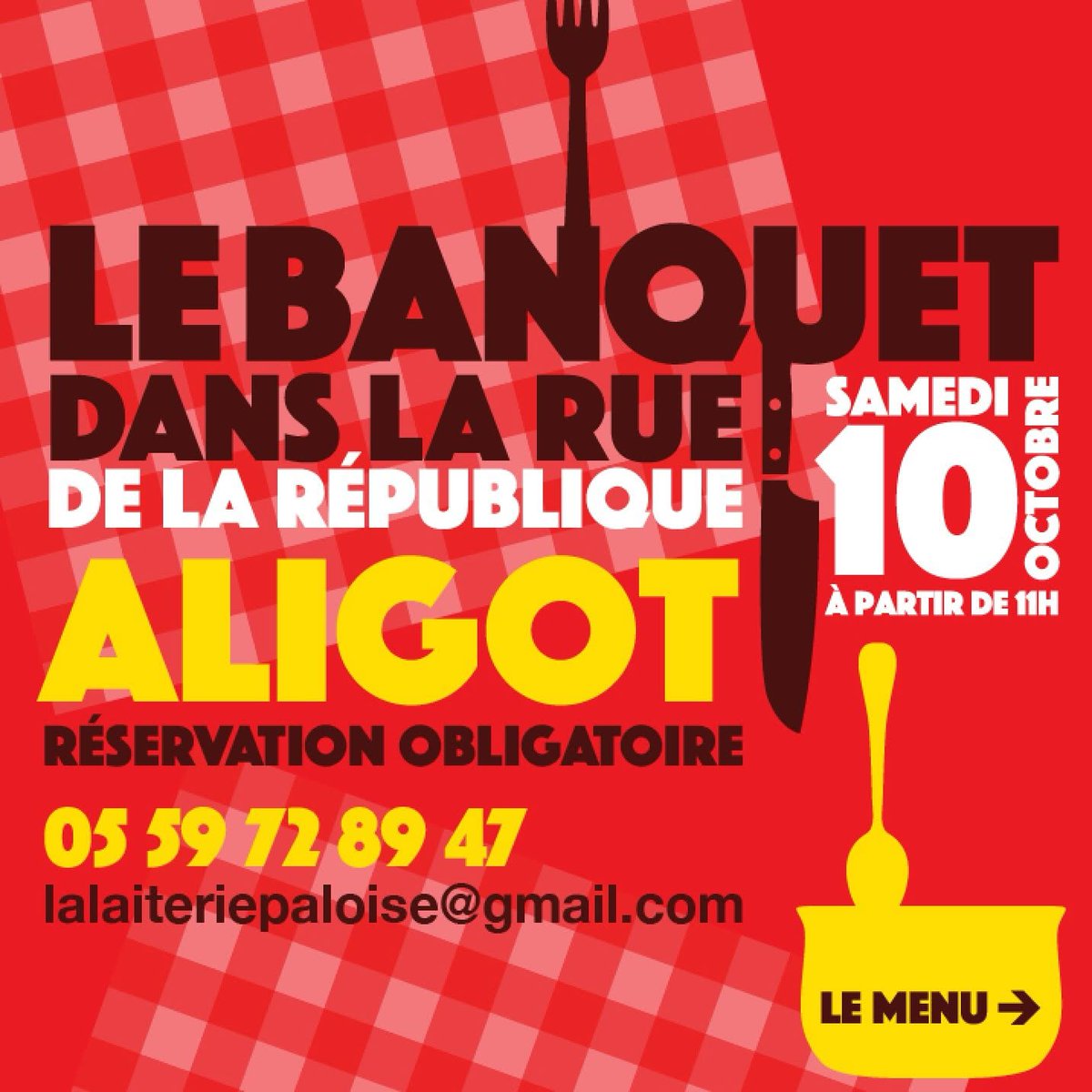 metstoiatable's tweet photo. Le Banquet Aligot Saucisse Made In Pau 2026
Samedi 10 octobre à Pau
+infos
https://t.co/Hi83qZojDr
Pau Aligot Saucisse par La Laiterie Paloise Made In #bearn
D"autres Propositions gourmandes des artisans du quartier des Halles
#pyrenees #banquet #gastronomie https://t.co/taP9JgN3up