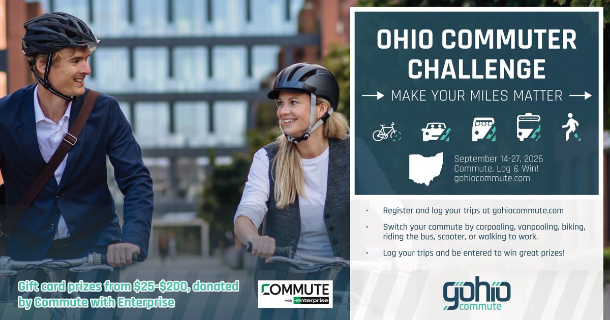mvrpc's tweet photo. 3 DAYS LEFT for the Ohio Commuter Challenge!

Walk. Bike. Bus. Carpool. Vanpool.

Log your eligible trips at https://t.co/iayObWafeT.

#OhioCommuterChallenge https://t.co/AdPIR4LKzp