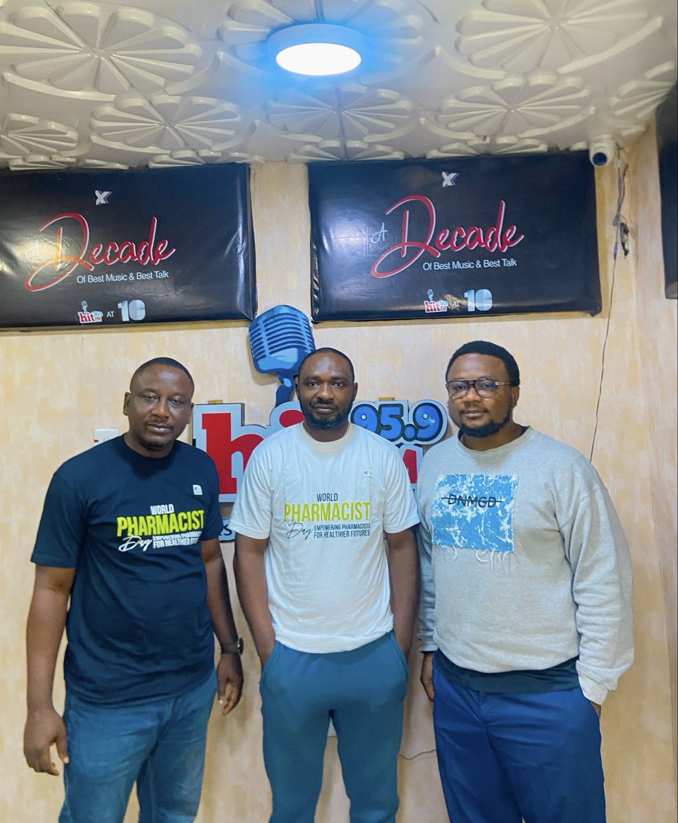 HitFMCalabar's tweet photo. Marking World Pharmacists Day , we had an insightful conversation on healthcare and the vital role of pharmacists in our communities.We were joined by Uzodinma Nwangwu Chairman, Pharmaceutical Society of Nigeria, Cross River State Branch, and Otobong Idung. https://t.co/aCHJxb6d1A