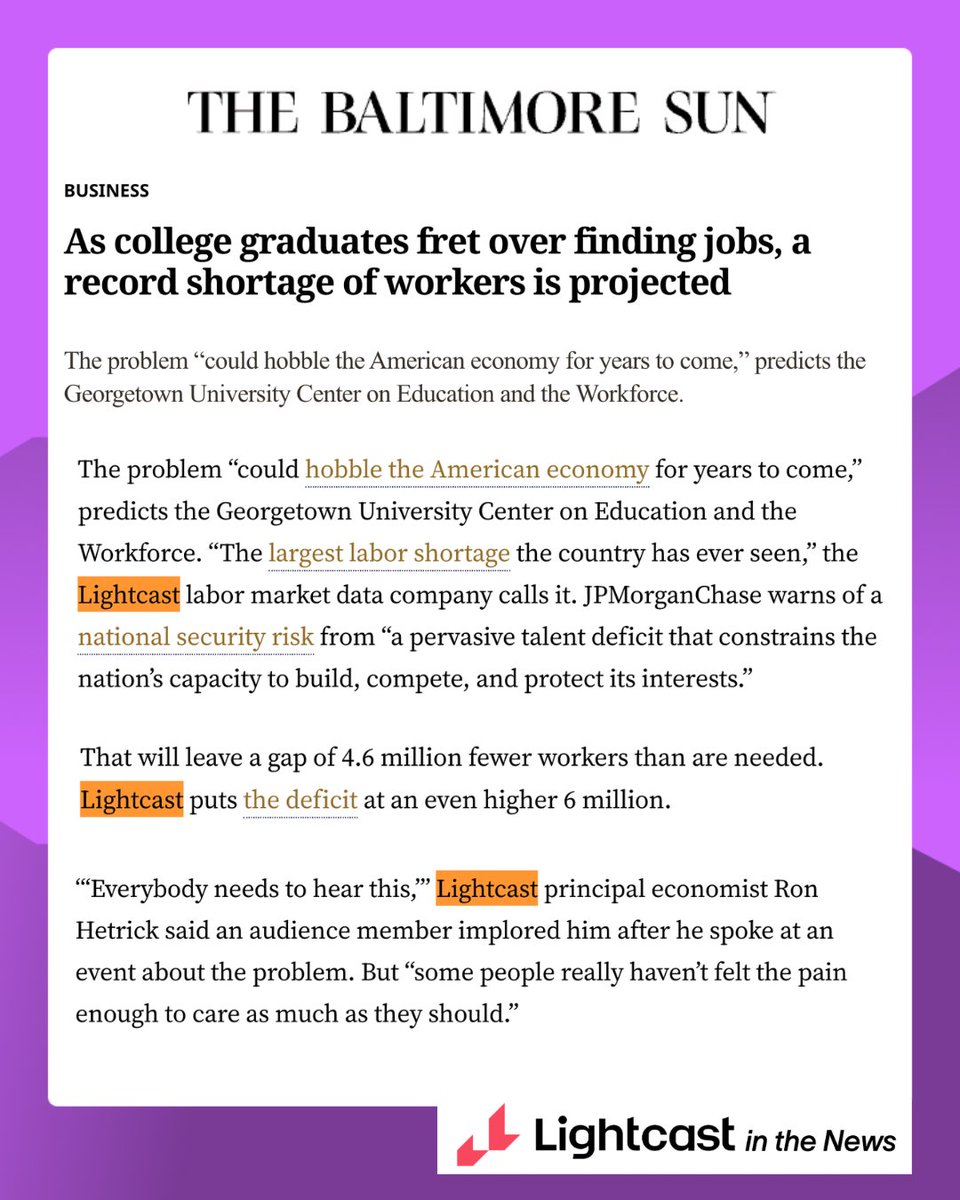 LightcastData's tweet photo. A growing labor-market paradox is taking shape: college graduates are struggling to find jobs while employers face an unprecedented shortage of qualified workers. https://t.co/2MoxauIwy4 https://t.co/l9cPmUwUxy