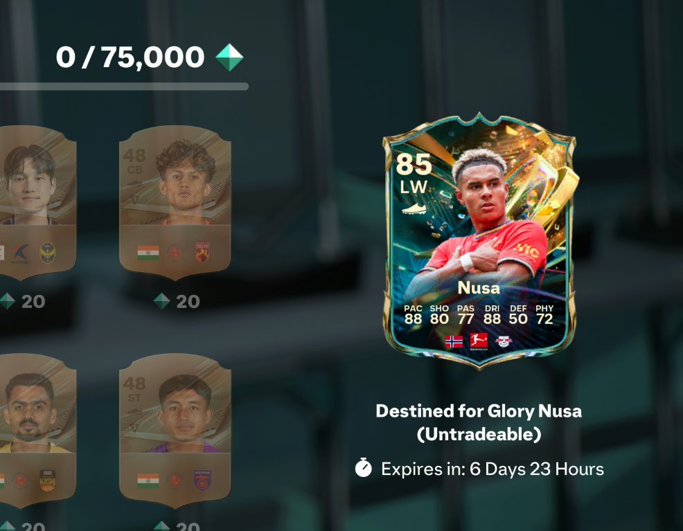 JoshXLs_'s tweet photo. Nusa is 75000 gem score.

An 84 rated is 830 and 83 is 410.

If you were to convert 75k into 84 rated squads, it would  9x 84 rated squads. 

On release day.

NINE. https://t.co/QtV8H7v3gy