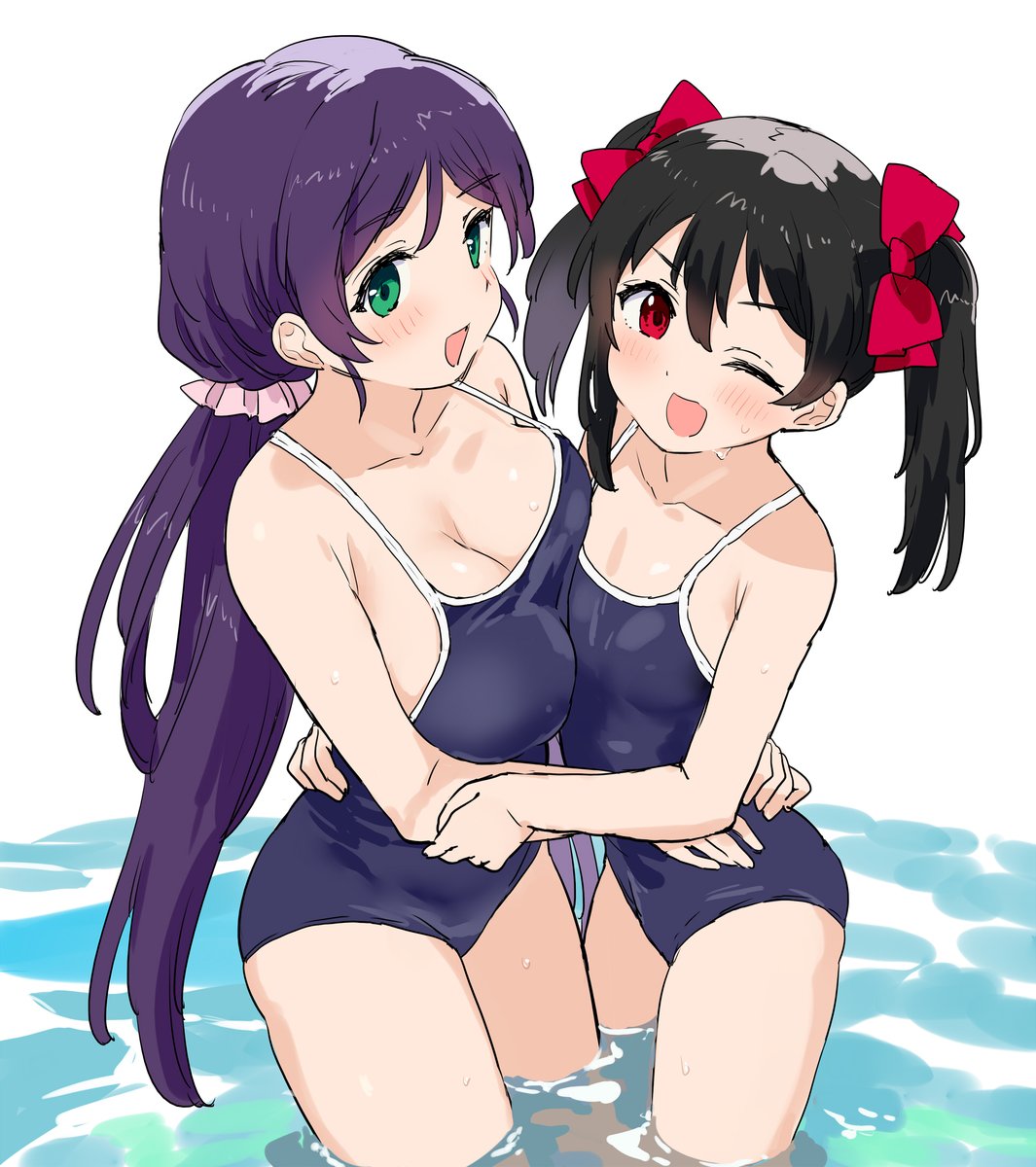 m_qurokawa's tweet photo. NSFW にこちゃんと希ちゃん(水着) https://t.co/rDWE2LGSK0