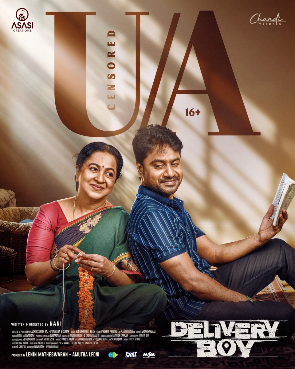 kayaldevaraj's tweet photo. Our film #DeliveryBoy has received its U/A 16+ Certificate from the Censor Board. ❤️
The journey continues… and we can’t wait to bring Delivery Boy to you🔥
#DeliveryBoy #LeoSivakumar #RadhikaSarathkumar #UASixteenPlus #AsasiCreations
@leosivakumar02 @realradikaa @Brigidasagaoffl @DushyanthJayap1 @dhivakargj @DirectorBose @SundaramurthyKS @AmuthaLeoni @nanisignin @teamaimpr
