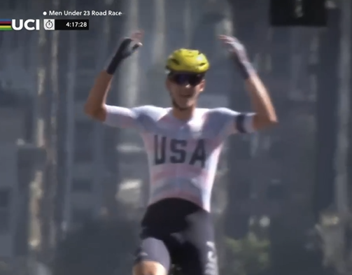 CyclingWerewolf's tweet photo. 🇺🇸 ASHLIN BARRY JUST WON THE MEN'S U23 WORLD CHAMPIONSHIP🌈

I’m not even sure where to start with this one🤯This morning I wrote about how strange it is to watch 18-year-old Enzo Hincapie race the Junior Men's race and then realize Ashlin Barry - 19 today - was racing the U23 field. Now Barry is a World Champion! 

He spent the closing kilometers out front, and somehow the American stayed there all the way to the line. What a ride! 🇺🇸🐺💪

The reigning US Men's U23 road champion. 4th in the Men's U23 time trial here in Montréal. And now:

🇺🇸🌈MEN'S U23 WORLD CHAMPION🇺🇸🌈

I've posted my thoughts about wishing pro athletes happy birthday here but this feels like an exception lol:

Happy Birthday to U23 WORLD CHAMPION ASHLIN BARRY! 🥳🌈
#Montréal2026 #USACycling