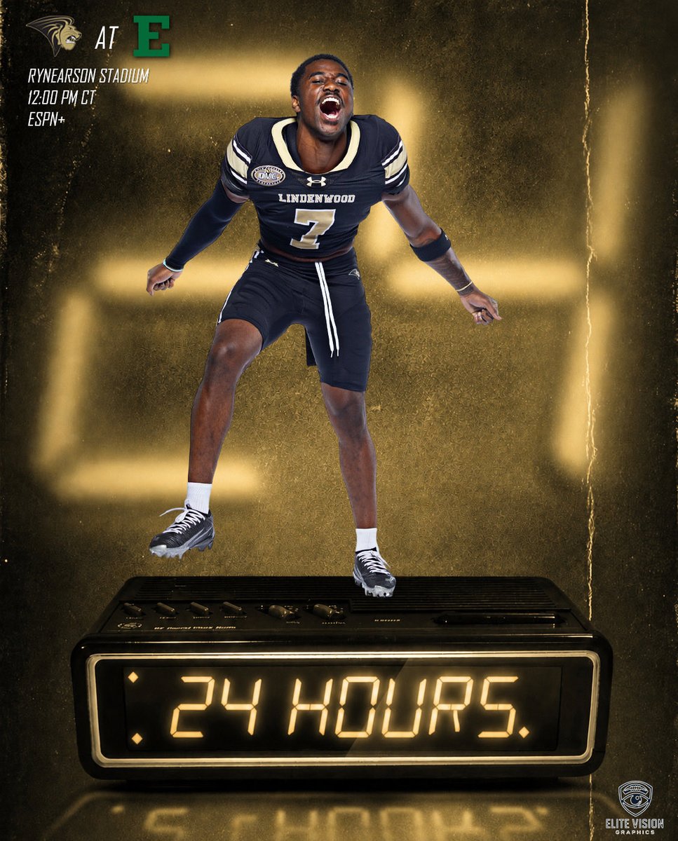 LindenwoodFB's tweet photo. 2️⃣4️⃣ more to go. 

🆚 Eastern Michigan 
📆 Saturday, September 26
🏟️ Rynearson Stadium 
⏰ 12:00 p.m. CT
📺 ESPN+
📻 KCLC

#BurnTheWood https://t.co/6OhYscxGI1