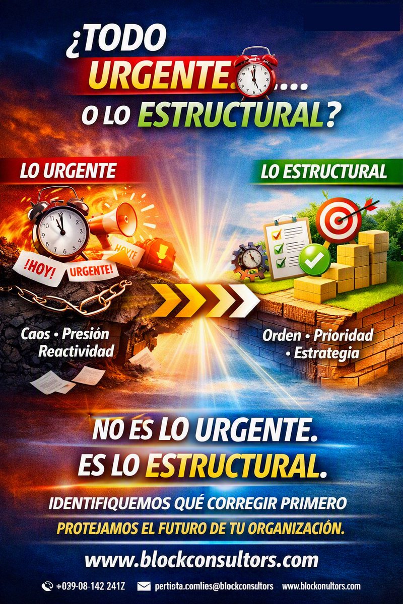 BLOCKCONSULTORS's tweet photo. Lo urgente presiona. 
Lo estructural protege. 
SOC‑BLOCK identifica qué corregir primero.
https://t.co/eqMFY1zMGb https://t.co/TRQyks9CBk