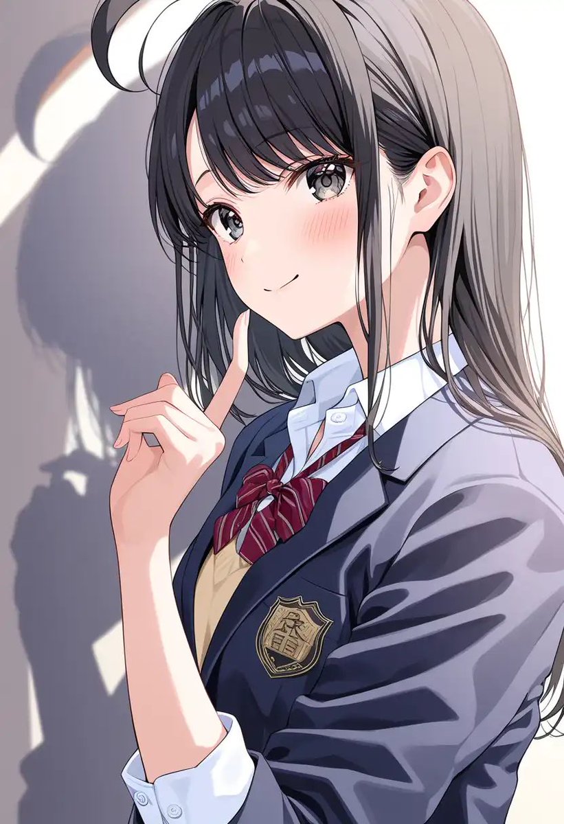 SHAYTOUSIE's tweet photo. 「……ねぇ、今日の放課後ってヒマ？

…もし予定ないなら、私に付き合ってほしいな。
どこ行くかは……秘密♪」

#AIイラスト #AI生成 #AIArt #ブレザー #黒髪ロング #女子高生 #制服女子 #JK #女の子 https://t.co/Ncm9mjLQdz