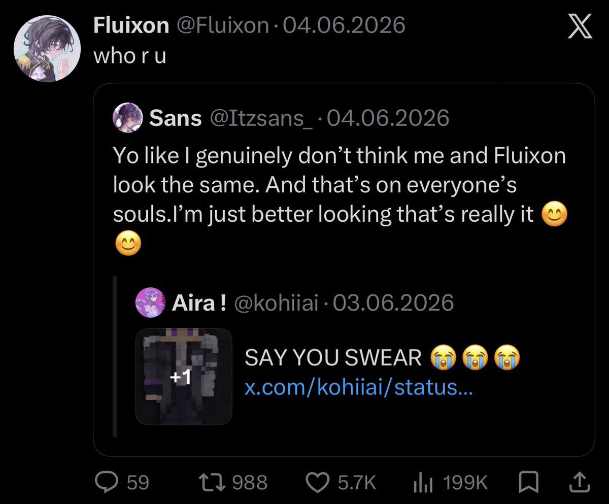 Decayed086's tweet photo. THIS THROWBACK HAS ME DYING SO BAD 😭

#Fluixon: Who the fuck are you⁉️

#soulsmp #itzsans https://t.co/G8cxA2EKqb