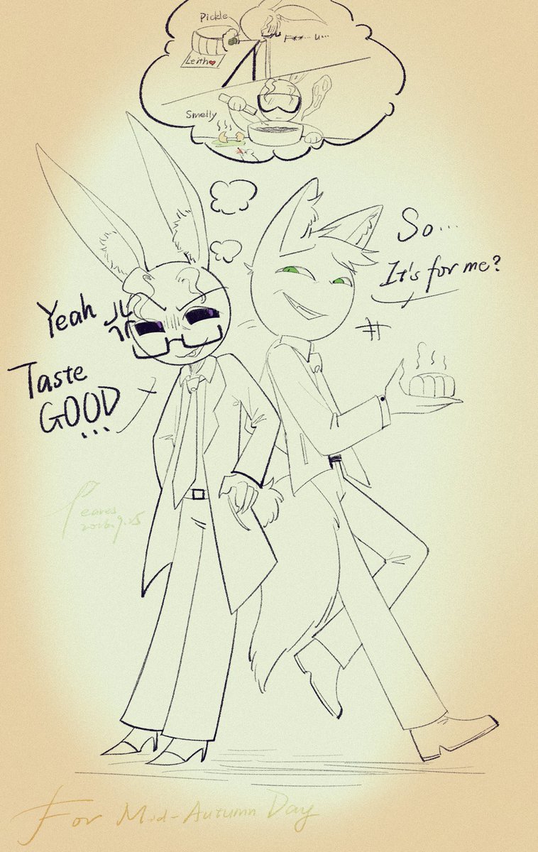 LeavesQiuqiu's tweet photo. P1:KISS!(So sorry that I can’t find the original post of the meme template) 
P2:little Leith met Dr. Sawyer
P3:little Leith drew a picture of his friend and himself.
P4:the sequel of “Mooncake with Pickles”
#harleith #leithpierre
 #HarleySawyer https://t.co/NSOpFLUSXe