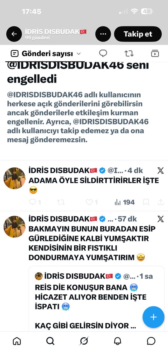 yyyavasss's tweet photo. @IDRISDISBUDAK46 sen neden sildin ulan İTTTT ris aaaaa çok ayıp beni engellemiş ergen yavşak ağlayacaksan oynamayalım oğliiiiimmmm https://t.co/0j8SnkwtrZ
