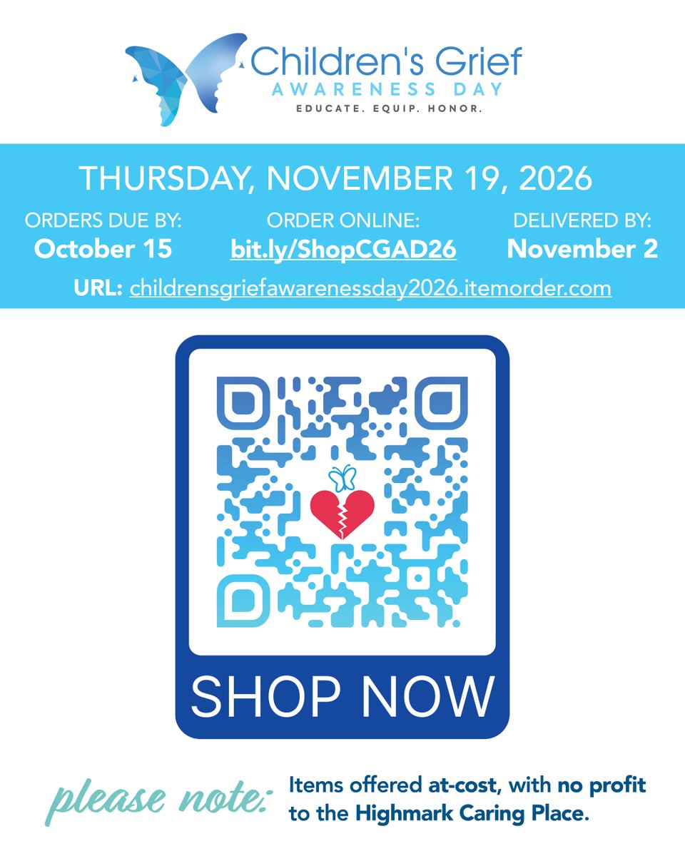 HighmarkCaring's tweet photo. WEAR BLUE ON 11/19! Let no child walk alone in grief. 💙 The 2026 @ChildGriefDay Shop is open! Honor and support grieving children and families in our community.
🦋 Sponsored by @HighmarkCaring 
SHOP: https://t.co/3WXmqWDJ86 ✨
#childgriefday #championofhope #highmarkcaringplace https://t.co/WxP0BOjH2B