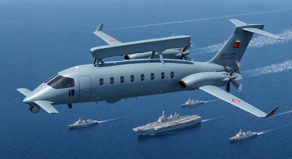 Geiasou69's tweet photo. Dal Twitter turco.
Piaggio P180 AEW. La vedo dura, però queste sarebbero le caratteristiche
2 x PT6A-68C 1600 BG Turboprop
- Ali ripiegabili
- Radar di Allerta Precoce ALP-200A basato su ASELSAN AESA
- ASELFLIR-600 EOTS
- Sistema Avanzato di Gestione Dati Nazionale (turco)
- Volume interno ampliato e fusoliera allungata per fornire spazio sufficiente ai computer e al personale necessari per l'elaborazione e l'analisi dei dati.