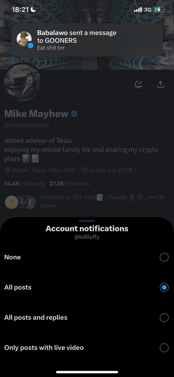lolliluffy's tweet photo. @mikemayhew I’m following Mike. 
With Notis on. https://t.co/9JKhbPRUJV