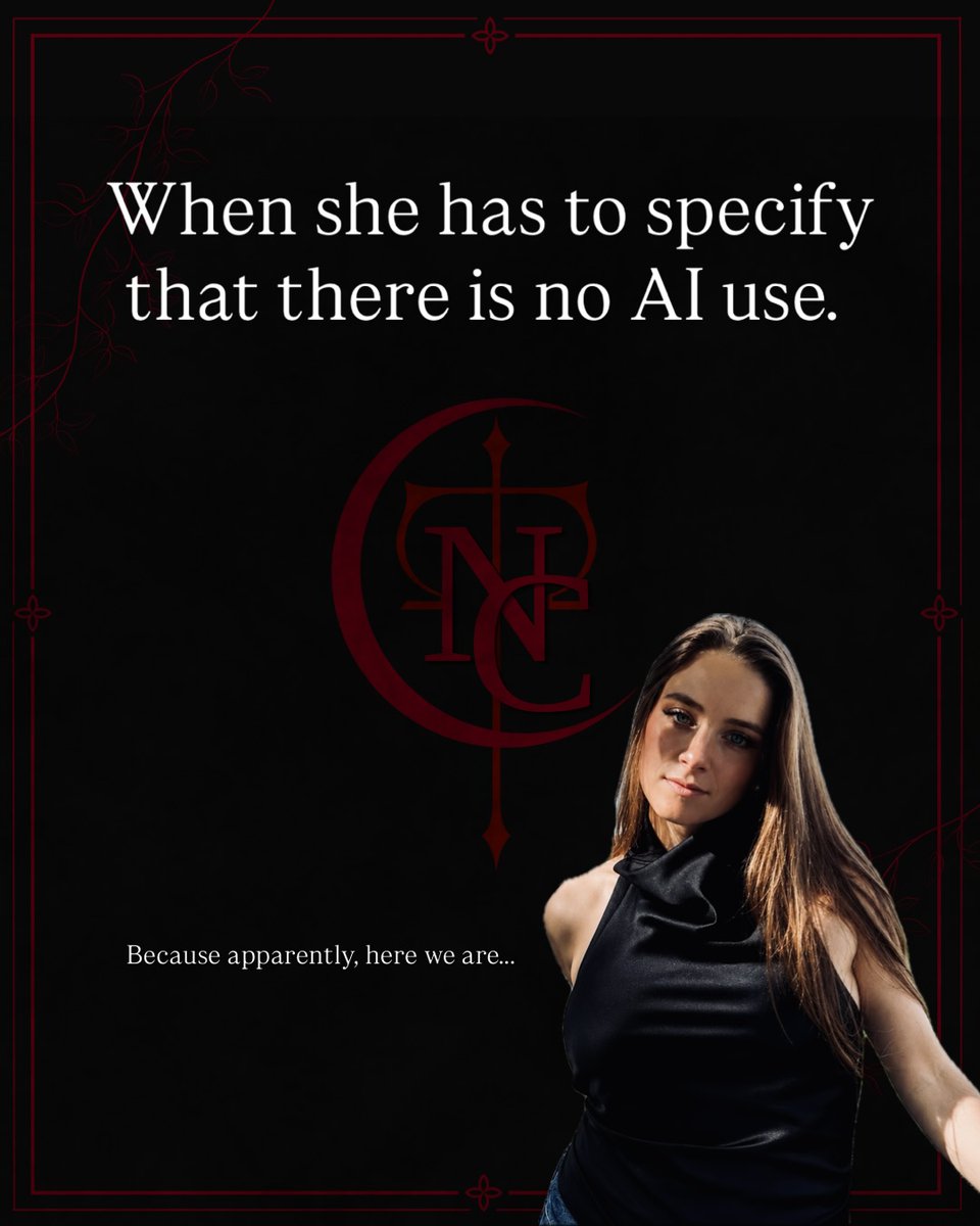 DarwinFranb0's tweet photo. If anything I post is labeled AI, Instagram is wrong. I use Canva, filters, editing tools, and digital effects—but never generative AI. I write and create my books, characters, worlds, scenes, stories, and materials myself. My AI Agreement is https://t.co/G1joRtJuwJ