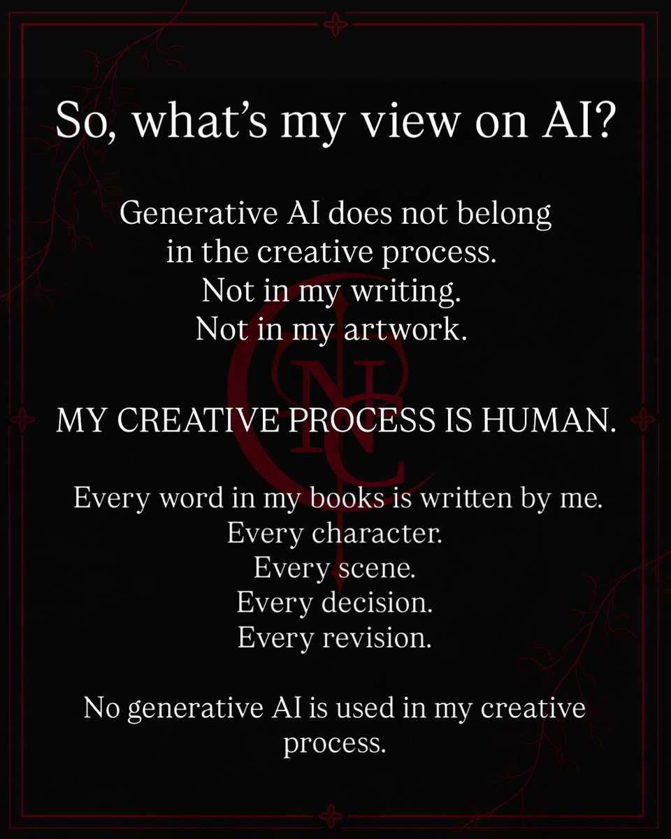 DarwinFranb0's tweet photo. If anything I post is labeled AI, Instagram is wrong. I use Canva, filters, editing tools, and digital effects—but never generative AI. I write and create my books, characters, worlds, scenes, stories, and materials myself. My AI Agreement is https://t.co/G1joRtJuwJ