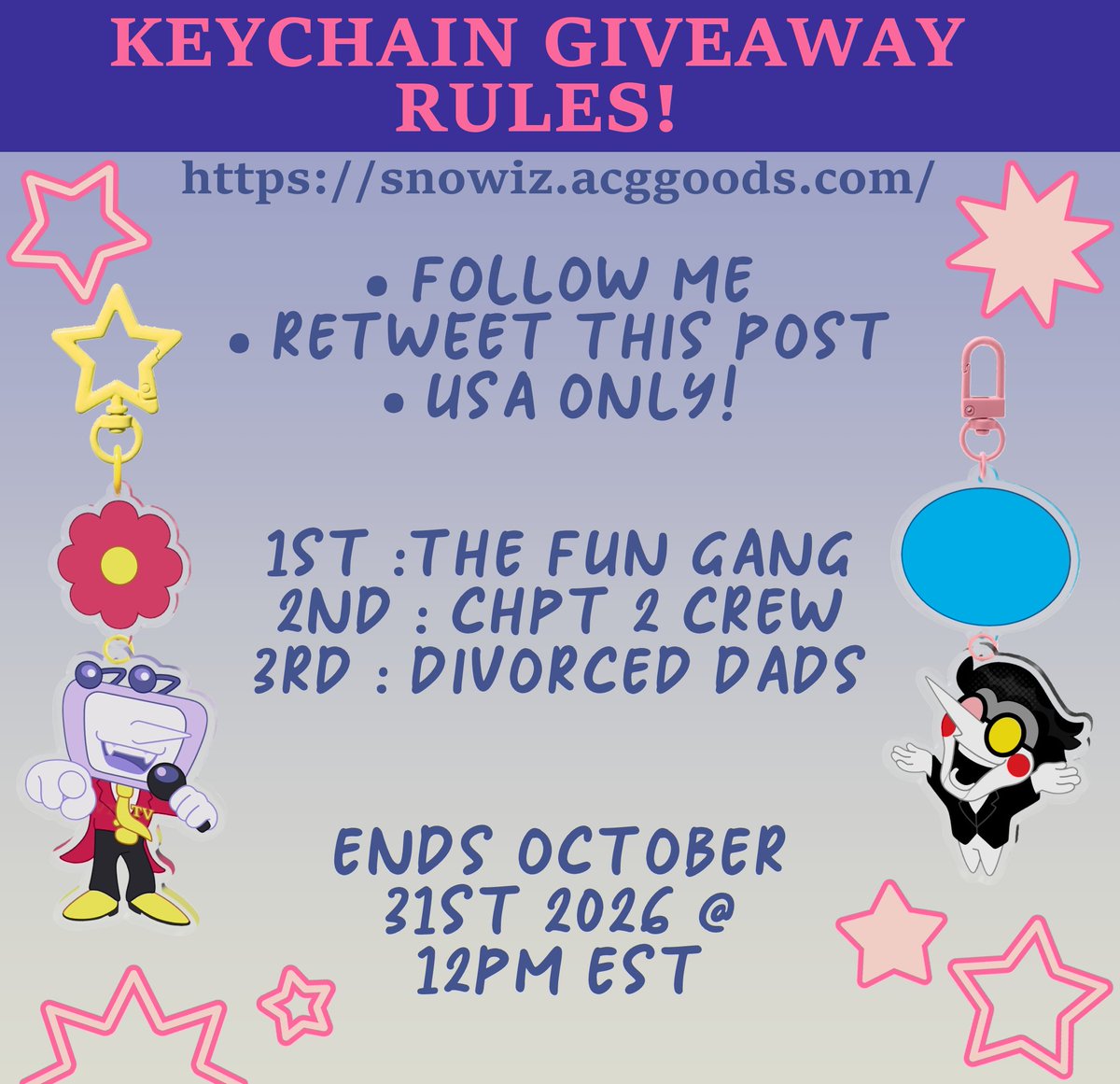 aroswellgrey's tweet photo. ✨GIVEAWAY!🌟
To celebrate the grand opening of my ACGGOODS shop, I'm giving away a full set of my Deltarune connection keychains for FREE, YAY! X)
There will be 3 winners, more info on the post.

RULES BELOW ⬇️
🔗 Shop Link : https://t.co/ahj9Q0gpro https://t.co/xYUtxFSuR5