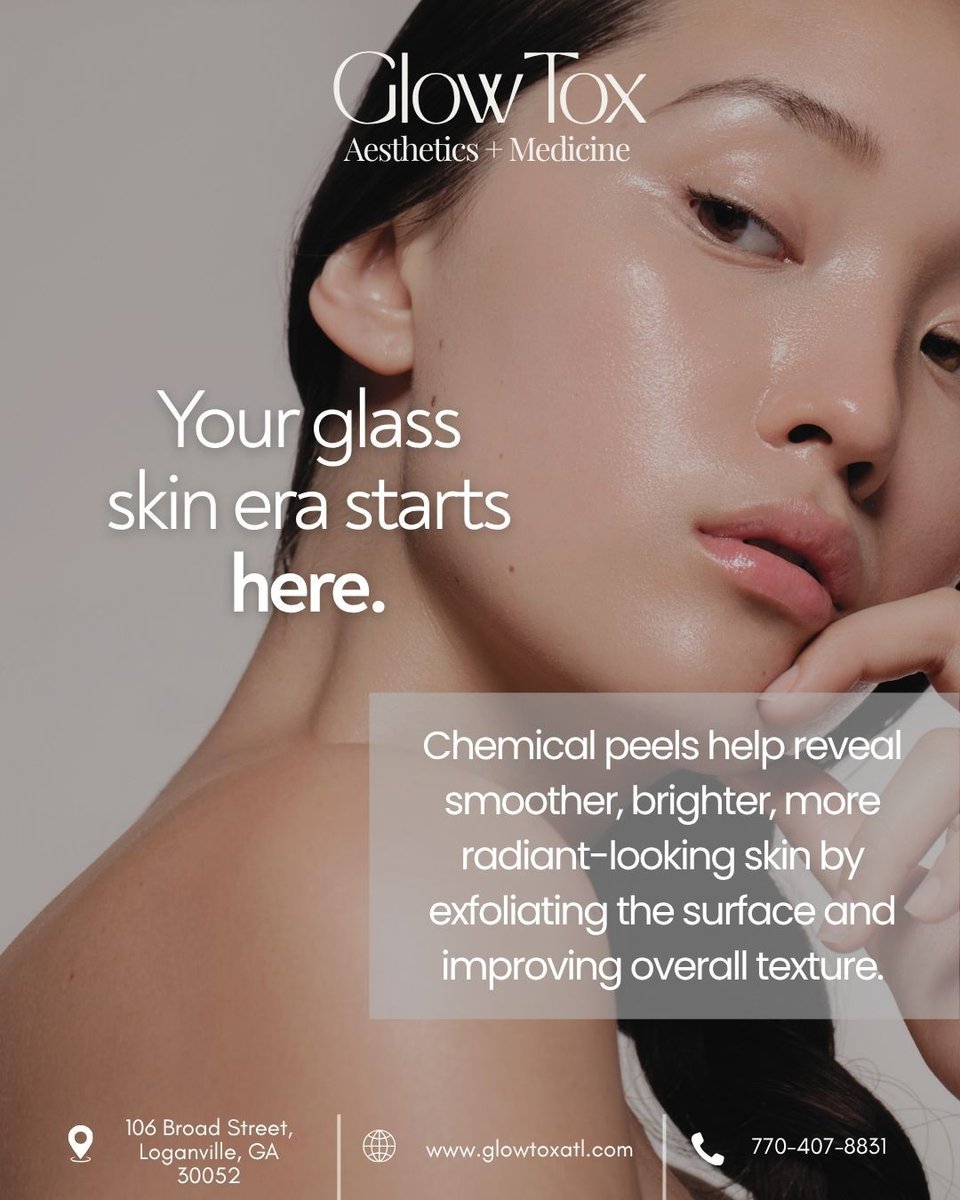 TanekaMyrelc's tweet photo. Your glass-skin era starts here. A professional chemical peel gently exfoliates to improve the look of texture, dullness, and uneven tone—revealing smoother, brighter, radiant-looking skin. Book your appointment with GlowToxATL. https://t.co/29msq1pziK