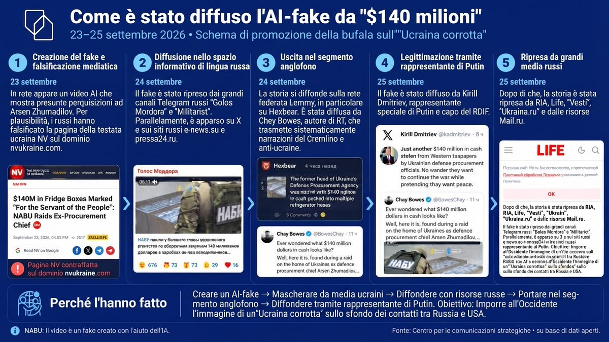 OpachiAndrea's tweet photo. I russi inventano la notizia di 140 milioni di dollari rubati da funzionari ucraini. Dmitriev ci fa un post su X. Ria Novosti lo riporta. E poi, a seguire, le varie marionette della disinformazione russa riportano la notizia falsa sui loro canali Telegram.
Capito come funziona? https://t.co/9USPADDnzV