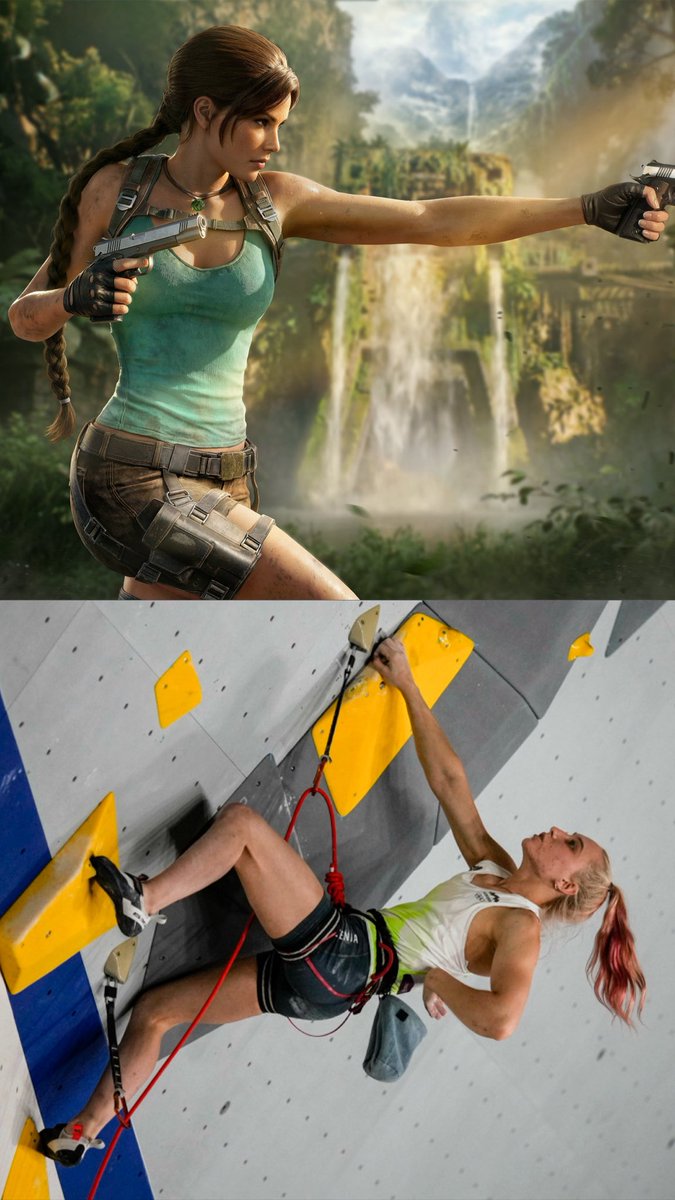 Croft_noyhader's tweet photo. I’m honestly getting tired of seeing people act like Lara Croft being feminine automatically means she was designed for the male gaze.

Lara has ALWAYS been feminine, confident, intelligent, independent and, yes, sexy. That has always been part of her identity. She became an icon because she resonated with girls and boys, women and men, across generations. You can’t just erase that part of her character because the way we talk about female characters has changed.

And I genuinely think some people have no idea what women who climb actually look like 😭 I spend enough time in the gym to see the women who climb regularly, and no, they don’t suddenly turn into Hulk because they climb. They tend to develop a very strong back, defined shoulders and toned arms while staying relatively lean. Being lighter and not carrying unnecessary bulk can actually be an advantage when you’re constantly lifting and moving your own body weight.

So yes, Lara can have a feminine body AND be an incredibly skilled climber, carry weapons, survive dangerous environments and climb mountains. These things are not mutually exclusive.

And another thing people seem to forget: yes, Tomb Raider has been moving towards a more realistic visual style, especially with its graphics and overall presentation, but that does NOT mean the game is supposed to be realistic in the same way as something like Uncharted.

Lara is still an extraordinary adventurer. Her abilities are beyond what the average person could realistically do. That’s literally part of the fantasy of Tomb Raider. Making the world and characters look more realistic doesn’t mean every aspect of Lara has to suddenly follow real-world limitations.

And can we PLEASE stop acting like a woman wearing shorts, a tank top or having cleavage automatically means she was created specifically for men? That’s such a reductive way of looking at female characters.

Her classic outfit is iconic. Her femininity is iconic. Her confidence is iconic. None of that prevents her from being a badass adventurer.

You can prefer a different body type or a more realistic art direction, that’s completely fine. But acting like Lara being feminine is somehow a flaw, or proof that she was made for men, completely misses the point of the character.

And honestly, if you actually know Tomb Raider, you should know Lara has always been much bigger than that. She has inspired girls, women, men and queer people for decades. Reducing her to “a hot woman made for men” is ironically doing exactly what you claim you’re against.

So personally, I’m so excited for Tomb Raider Legacy of Atlantis to be out and put my hand on it ! I’m so excited to explore the lore 🥹✨