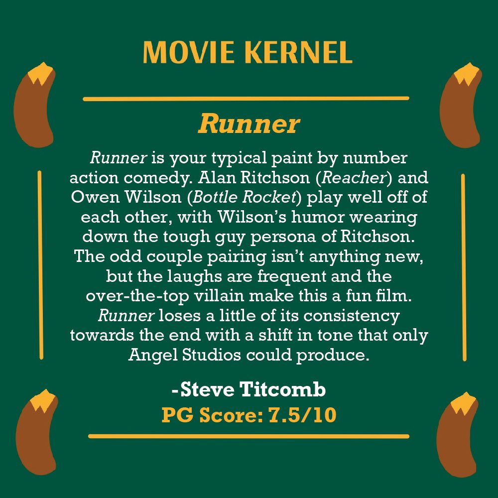PGPopCulture's tweet photo. A formulaic approach and a drastic tone change prevent Runner from being perfect, but this action comedy is still worth your time, says @Steves_brainbox
#alanritchson #owenwilson #runnermovie #filmreview #actioncomedy #filmtwitter https://t.co/3cWvQaFQy1
