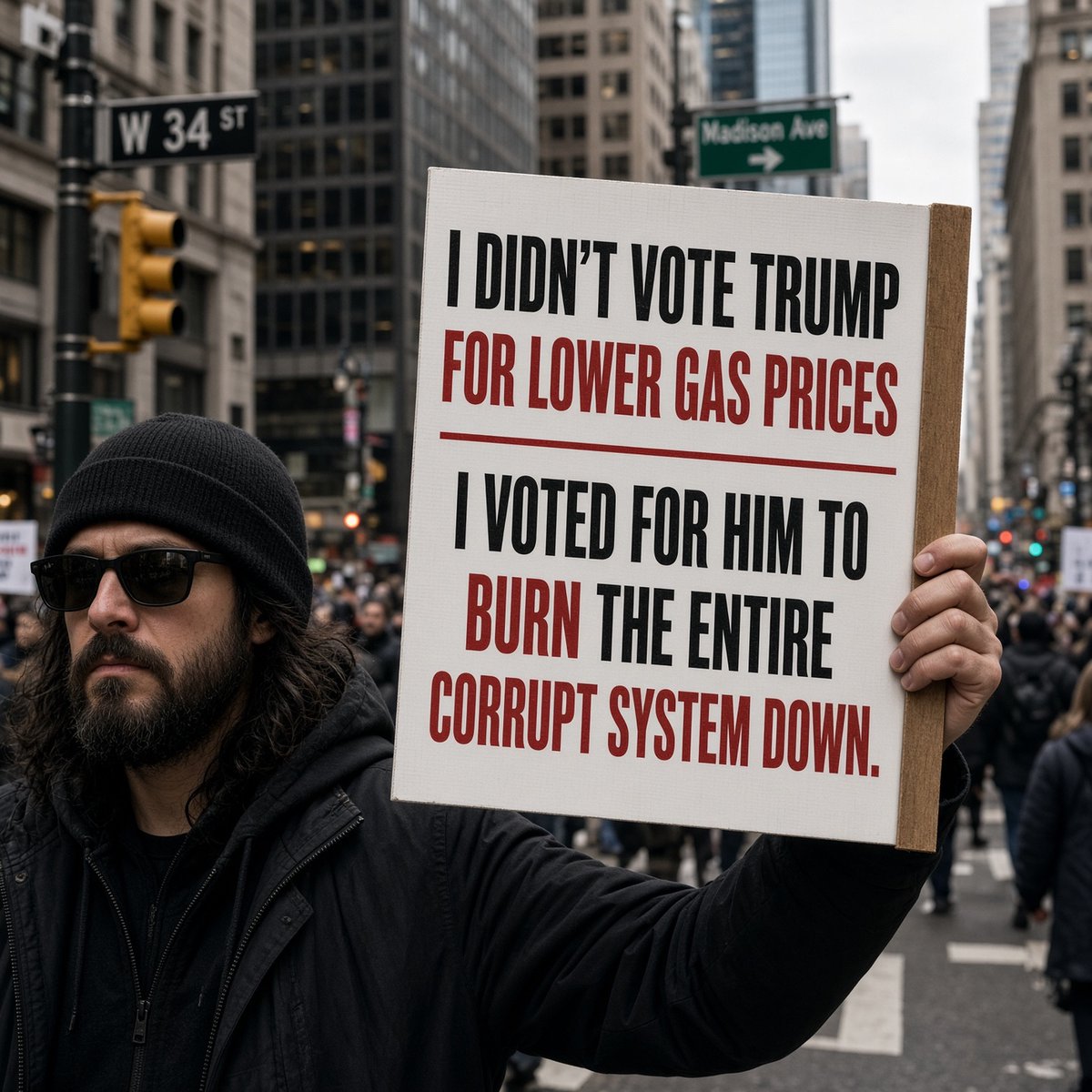 GuntherEagleman's tweet photo. Millions of Americans voted for the same reason. They weren’t buying all the fear and propaganda coming from the media. 

They wanted real change, they wanted the system shaken up, and they wanted America put first again. https://t.co/SZ22LOu22k