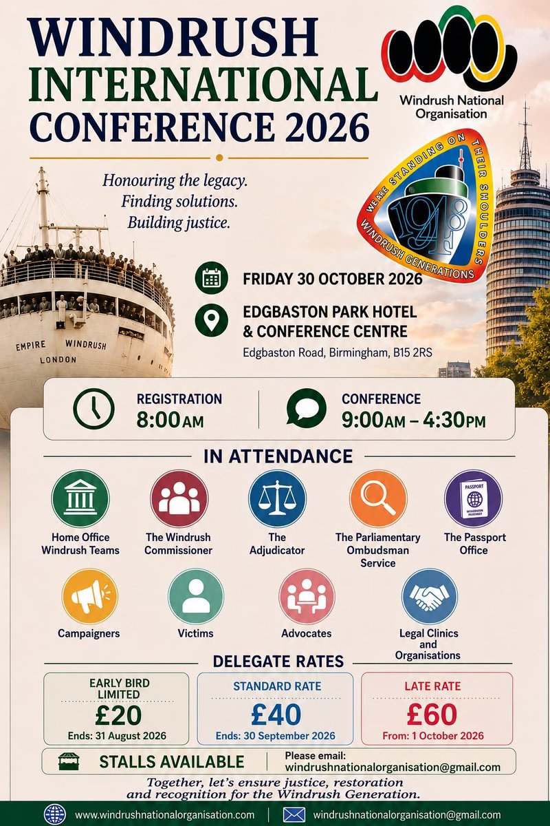 DefendWindrush's tweet photo. New Minister for Parliamentary Under-Secretary of State for the Home Office with responsibility for Migration and Citizenship. Jo White MP will be attending the Windrush International conference in Birmingham on Fri 30 Oct 2026 Book your delegate space now https://t.co/JDBgsMPdSt https://t.co/ZAdUM3f0mi