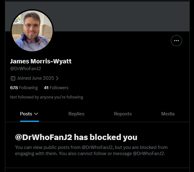 PJGathergood's tweet photo. @JohnRamseyfo @DrWhoFanJ2 @HaroldRalp48395 @abitdickensian @TARDIStime2 After presented with the facts, he blocked me. 🙄He's been bothering people on-line for years. Autism is no excuse to harass people for no reason. I'm not sure if James realises his personal details genuinely are fully documented online, if he carries on it's not gonna go well.😥 https://t.co/y5Lmwaamlr
