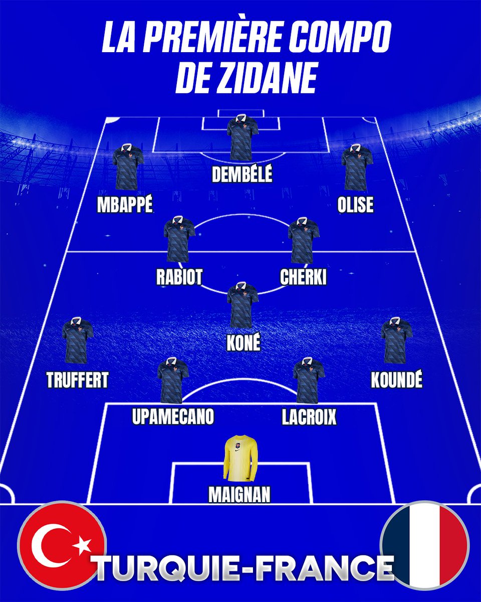 RMCsport's tweet photo. 🔴 LA PREMIERE COMPO DE ZIDANE A LA TETE DES BLEUS !
https://t.co/okrIIiBCmL https://t.co/zvKKjjX8dh