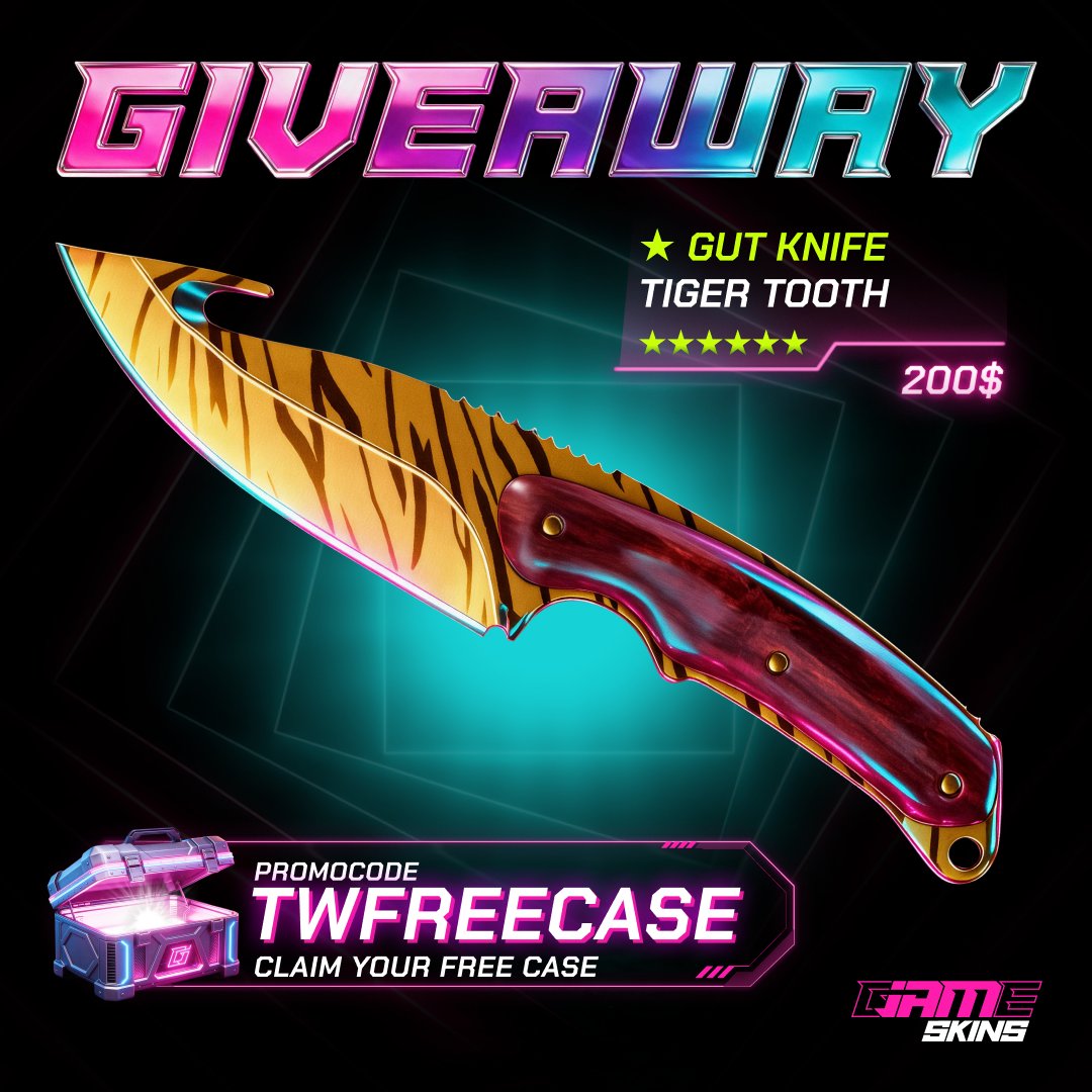 jamskins's tweet photo. CS2 Giveaway - Gut Knife | Tiger Tooth

- Follow @jamskins
- Like and Retweet 
- Claim your Free Case https://t.co/QRfQTOnxDu

Winner will be chosen within a week, good luck🤞