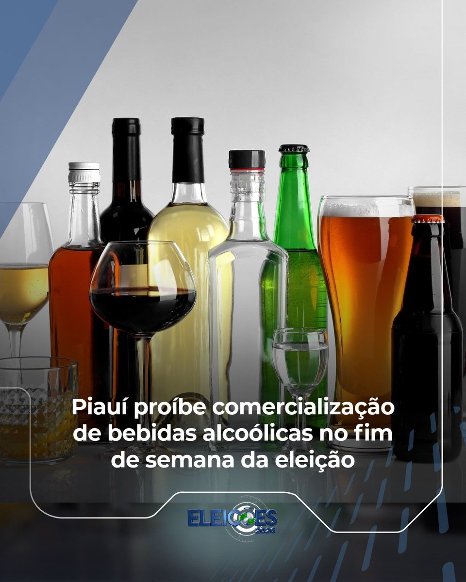 cidadeverde's tweet photo. A comercialização de bebidas alcoólicas será proibida em todo o Piauí a partir das 18h do próximo sábado (3), na véspera do primeiro turno da eleição, até às 18h do domingo (4), após o encerramento da votação. 

Acesse: https://t.co/ofuQiJdjQf https://t.co/p2XV5npEqO