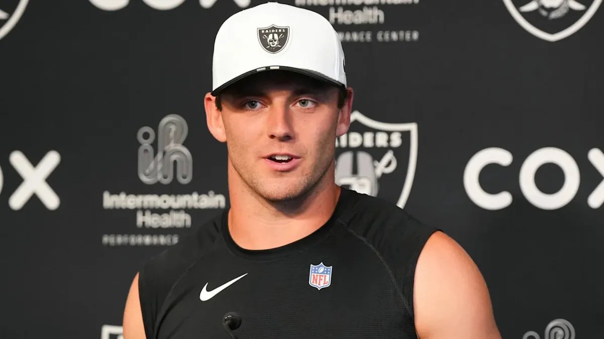 SleeperNFL's tweet photo. Raiders TE Brock Bowers was not seen during the open portion of Friday’s Raiders practice, per @samwarren83 https://t.co/EYTCQ7P0yz