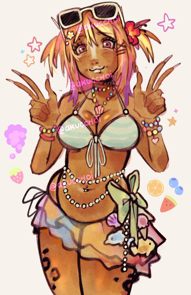 akucchoi's tweet photo. HAII my comms are finally open again!! ^_^ thanks so much for your patience!! 

.ᐟ.ᐟ https://t.co/aooOWDG2V9 

ft. my tropical gyaru oc for attention lalala ⸜(｡˃ ᵕ ˂ )⸝♡ https://t.co/Lo5tL6wgOB