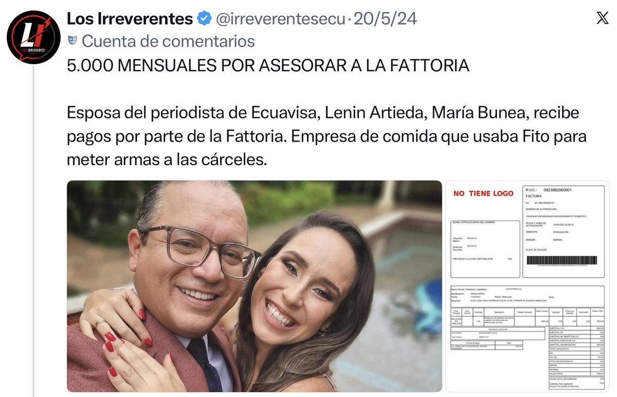 sentenciafinal's tweet photo. @JazzNutrition ¿Sabías que LA CÓNYUGE DE @LeninArtieda es ÍNTIMA AMIGA DE #GabrielaPazmiñozDeBucaram ? 

Carmen Búnea tiene un hijito con #Artieda Y SI TRABAJABA EN LA #Fattoria https://t.co/07jR6vtKwC
