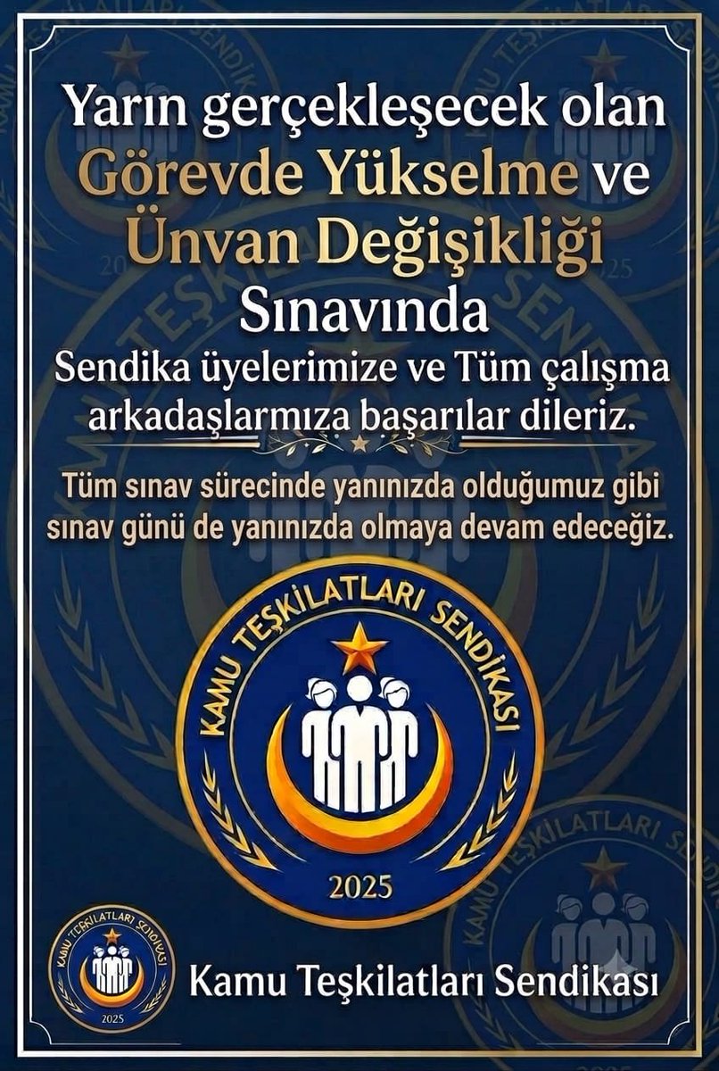 erkan_gocmen_'s tweet photo. Birlikte yol yürütmekten 
Onur duyduğum 

Sendikamızı,
Danıştay Başkanlığının 
En etkili sendikası ve 
en hızlı büyüyen sendikası yapan,

Herbiri birbirinden kıymetli başkanlarımızı tebrik ediyor ve 
Başarılar diliyorum.

Sinav sürecinde ücretsiz 
3 Dev kaynakla üyelerimizin 
Eşi görülmemiş bir şekilde yanında durduk.

Şimdi emeklerinizin
Hasat zamanı.

#KamuTeşkilatlarıSendikası olarak
Yarında yanınızda olacağız.🫶👋

Başarılar dileriz. 
Şaibesiz bir sınav ve 
Adil bir mülakat dönemi diliyoruz.

@TC_Danistay 
#GörevdeYükselmeSınavi
