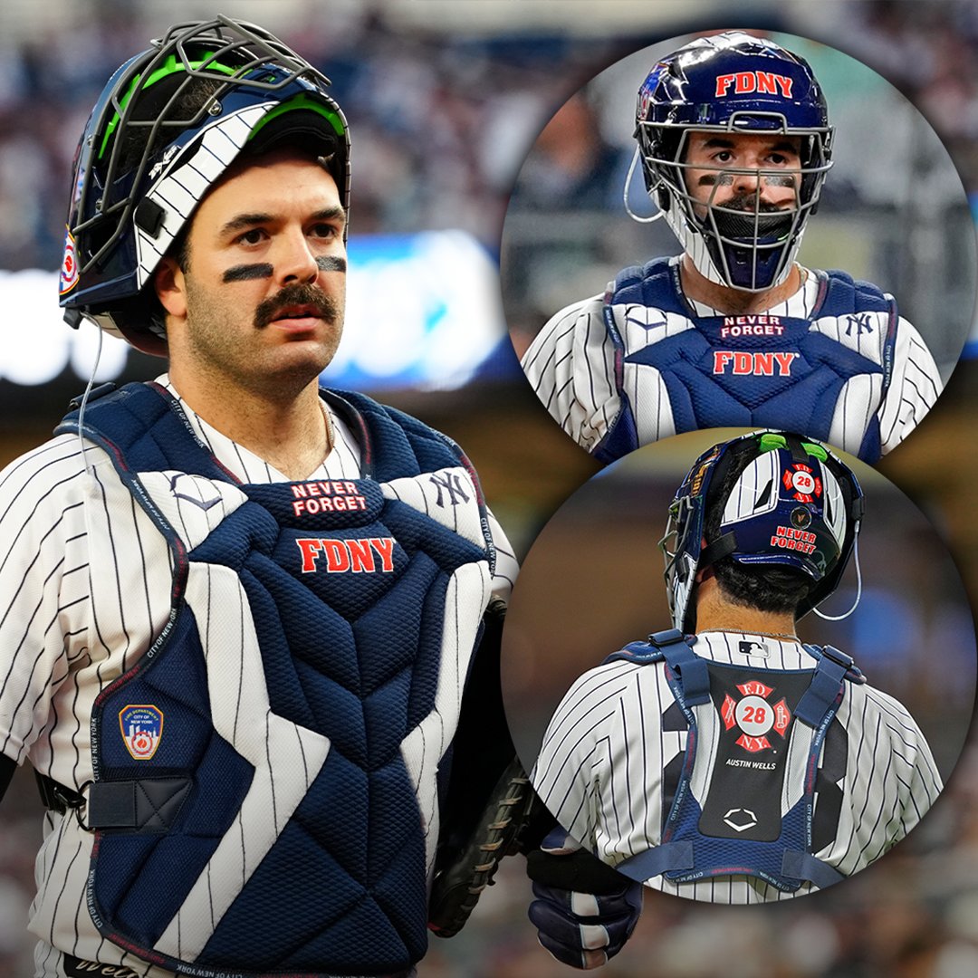 Austin Wells wore custom gear on September 11 to honor the FDNY.

His game-used gear is being auctioned off to benefit the FDNY Foundation.

Visit <https://t.co