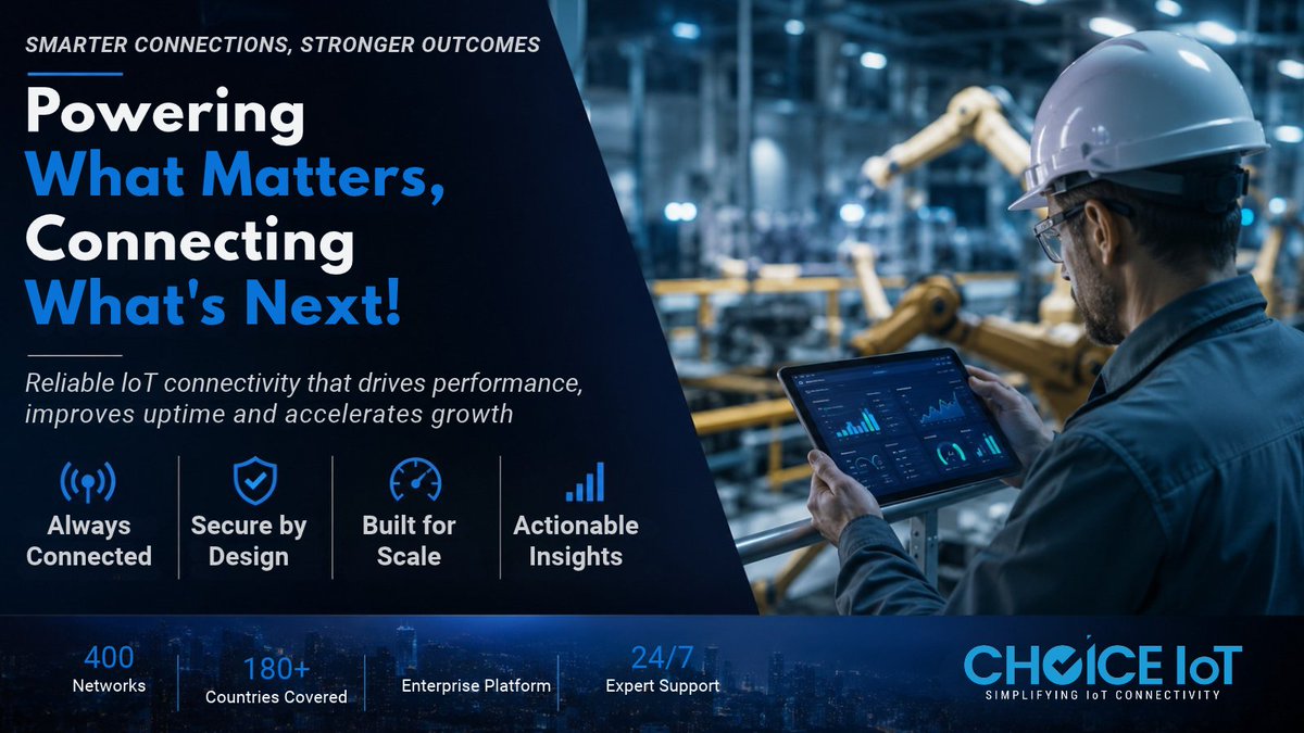 ChoiceIoT's tweet photo. @ChoiceIoT supports scalable IoT deployments with multi-carrier connectivity, real-time insights and expert support.
Learn more at https://t.co/4EV3bGIey2
#IoT #IoTConnectivity #iotdata #IoTManagement #5G #iotsim #CAMP #tmobile #verizon #att #choiceiot #MultiCarrierSIM https://t.co/hqPmcjG4H2