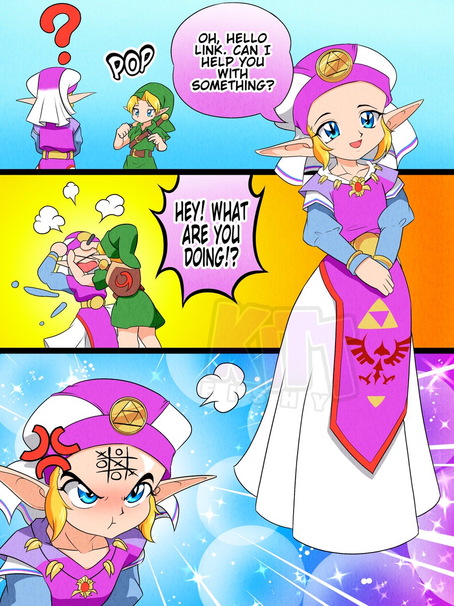 KittFishy's tweet photo. Zelda is a princess but that doesn't mean she's immortal, so link took his opportunity while he can... that's just fancy talk for "Zelda has a big forehead."
#zelda #link #oot #ocarinaoftime https://t.co/3HxTLRQ0QL