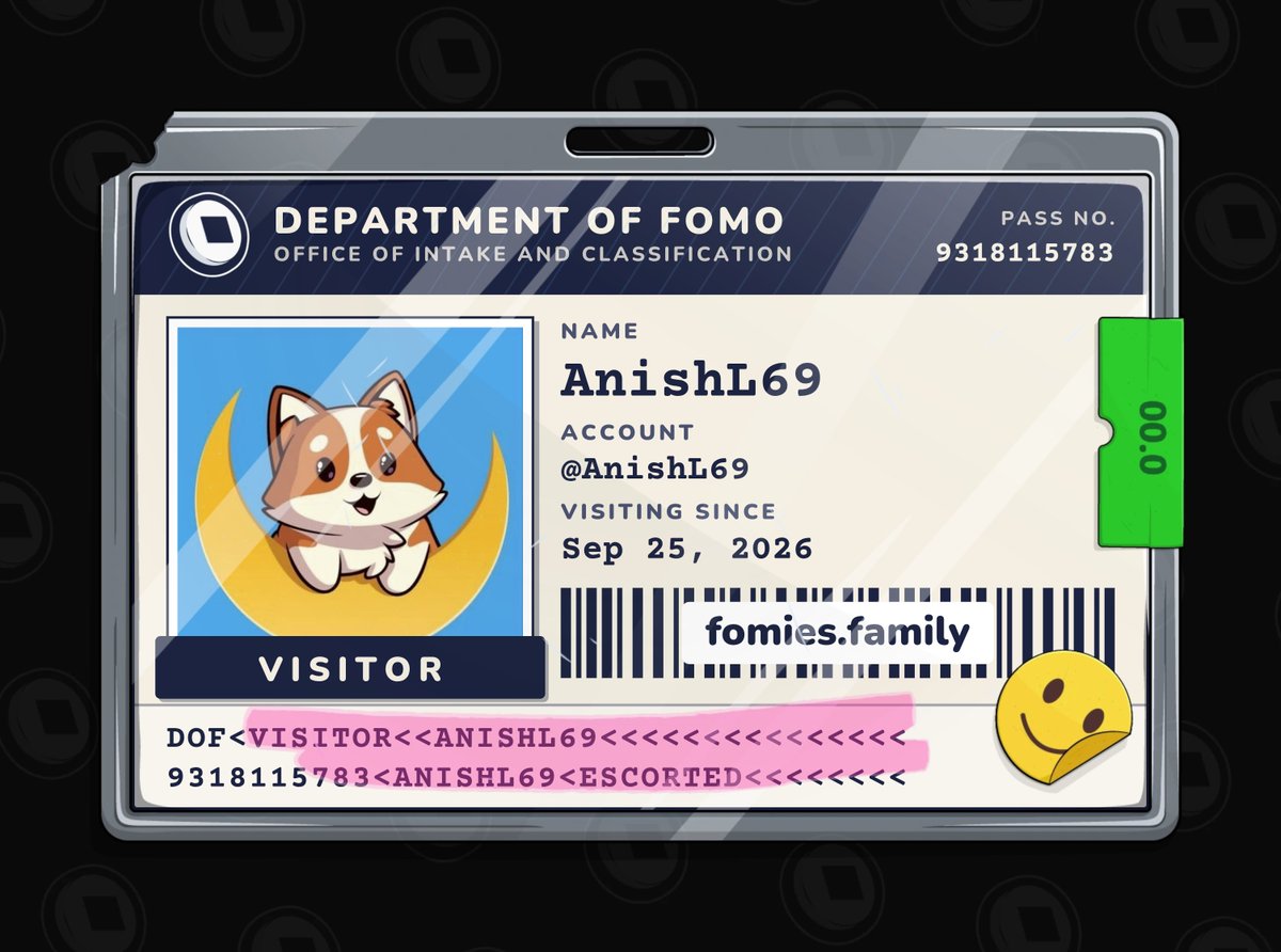 AnishL69's tweet photo. visiting the department of fomo. no case yet. must be escorted at all times. @FomiesNFT https://t.co/oNLWcONMUp