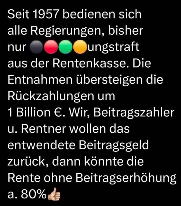 ralf_rat's tweet photo. Bild: ........ ein vorsätzlicher  RENTENKASSENBETRUG.
Verursacher:
UNION  +  SPD  +  GRÜNE  +  FDP  Anmerkung:  KEINE
entsprechende
Selbstbedienung bei  BEAMTEN-Kassen. Keine Frage,
vielmehr 'ne klare
Selbstverständlichkeit in einem   BEAMTENSTAAT ...!!
🇩🇪  Sind wir korrupt ? https://t.co/M0gJUPuaa1