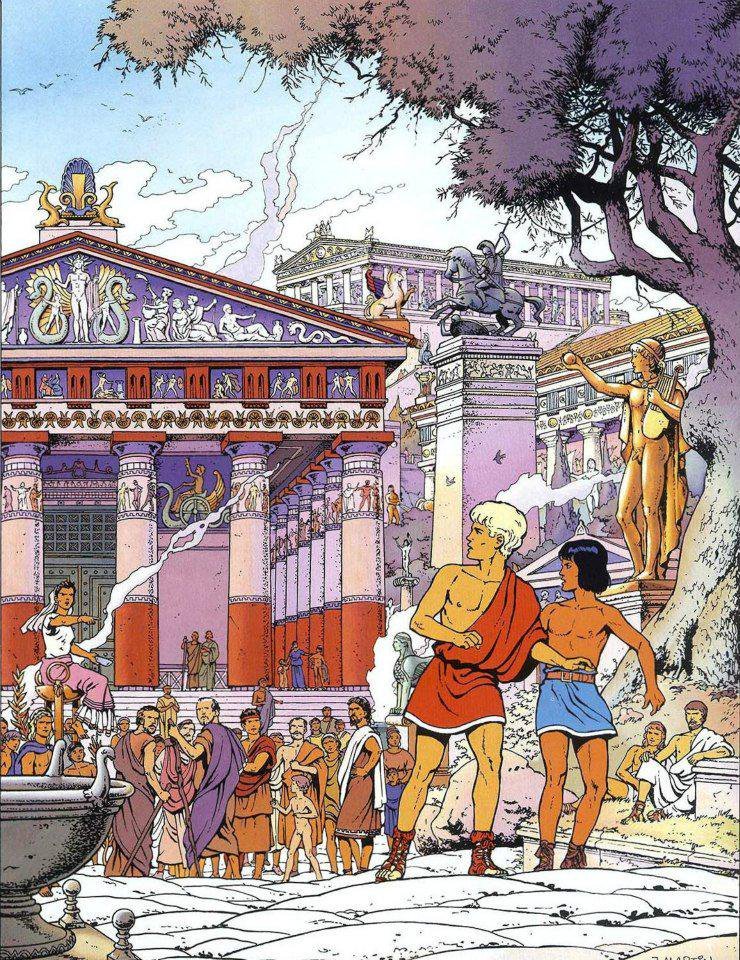 antinousgaygod's tweet photo. 🪷 #comicbookday Gallic-Roman teen #Alix & faithful Egyptian orphan boy sidekick #Enak (here at Athens #Apollo temple) have fought evildoers for 75 years in French historical #comicbook #comics by #JacquesMartin, born 25 Sept 1921. https://t.co/MvawqvxUOe #NationalComicBookDay 🪷 https://t.co/APq8pJMUhU
