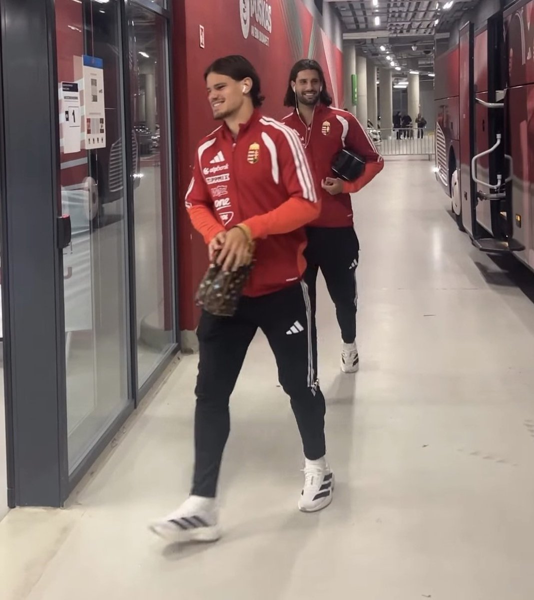 FlorianFocus's tweet photo. Szoboszlai and Kerkez arrived with a big smile https://t.co/C0mUqXCOnz