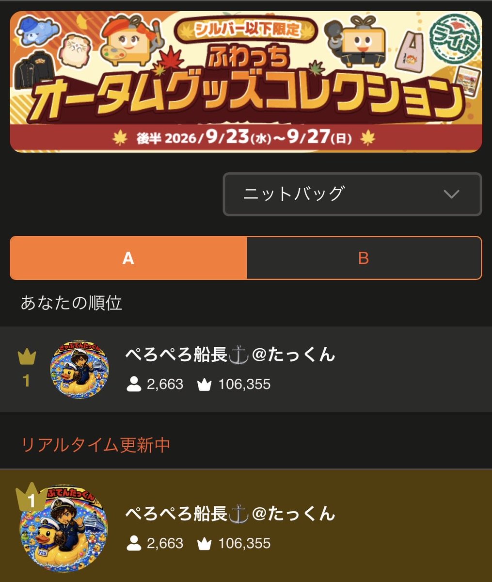 captaintakkun25's tweet photo. 3日目ありがとう👀 🙏
首位奪還🔥
あと2日宜しくお願いします！
#ふわっち https://t.co/aiZEyuzm0o
