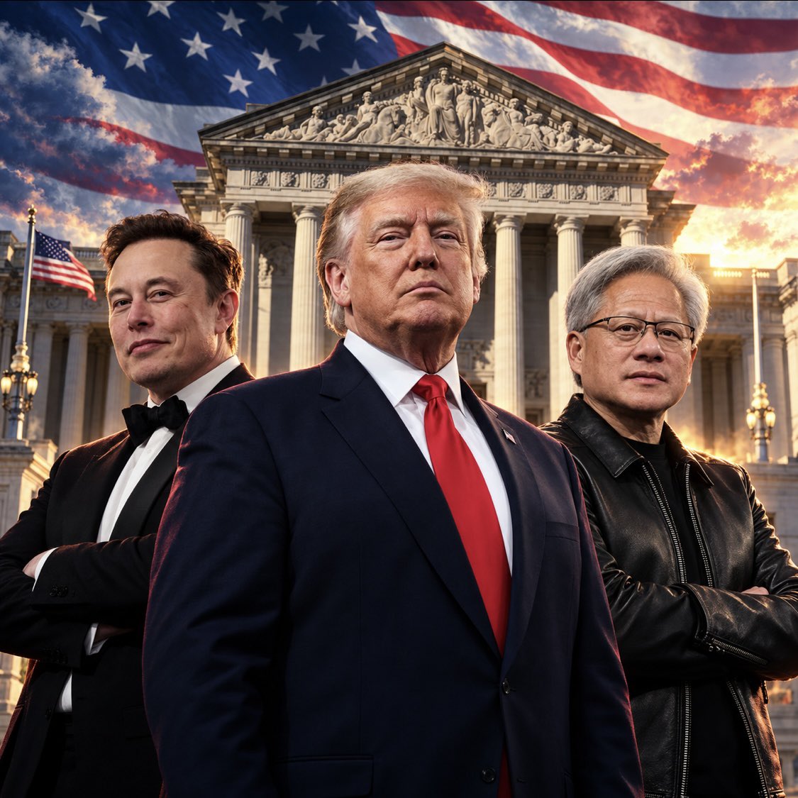 cb_doge's tweet photo. BREAKING: Elon Musk and Jensen Huang will be special guests at President Trump’s “Golden Age” event in Washington DC, on Tuesday.

The event will focus on America’s future in AI, energy &amp; space. President Trump will also reveal the brand new America. gov website. https://t.co/xuy8LxZDVq