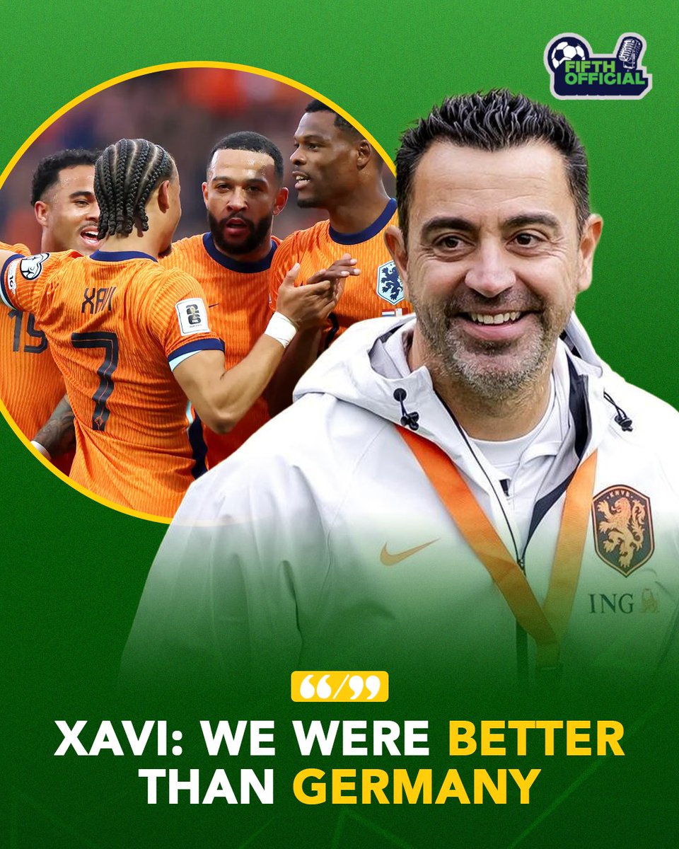fifthofficialug's tweet photo. "We were better today... we showed our way to play." ⚽
Xavi was full of praise for his squad's dominant second-half display and the fearless attitude of the new debutants against Germany. 🇳🇱🔥
#Xavi
#Oranje
#NationsLeague
#NEDGER
#TotalFootball https://t.co/ZPHCQKRHxG