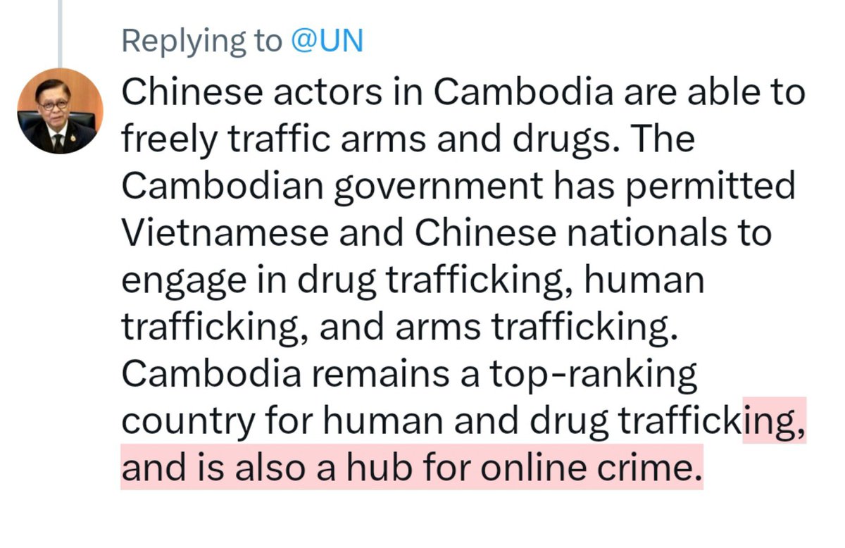 fck86896's tweet photo. @UN Chinese actors in Cambodia are able to freely traffic arms and drugs.The Cambodian government has permitted Vietnamese &amp;Chinese nationals to engage in drug trafficking,human trafficking, and arms trafficking. Cambodia remains a top-ranking country for human and drug trafficking, https://t.co/WDZECqSIzF