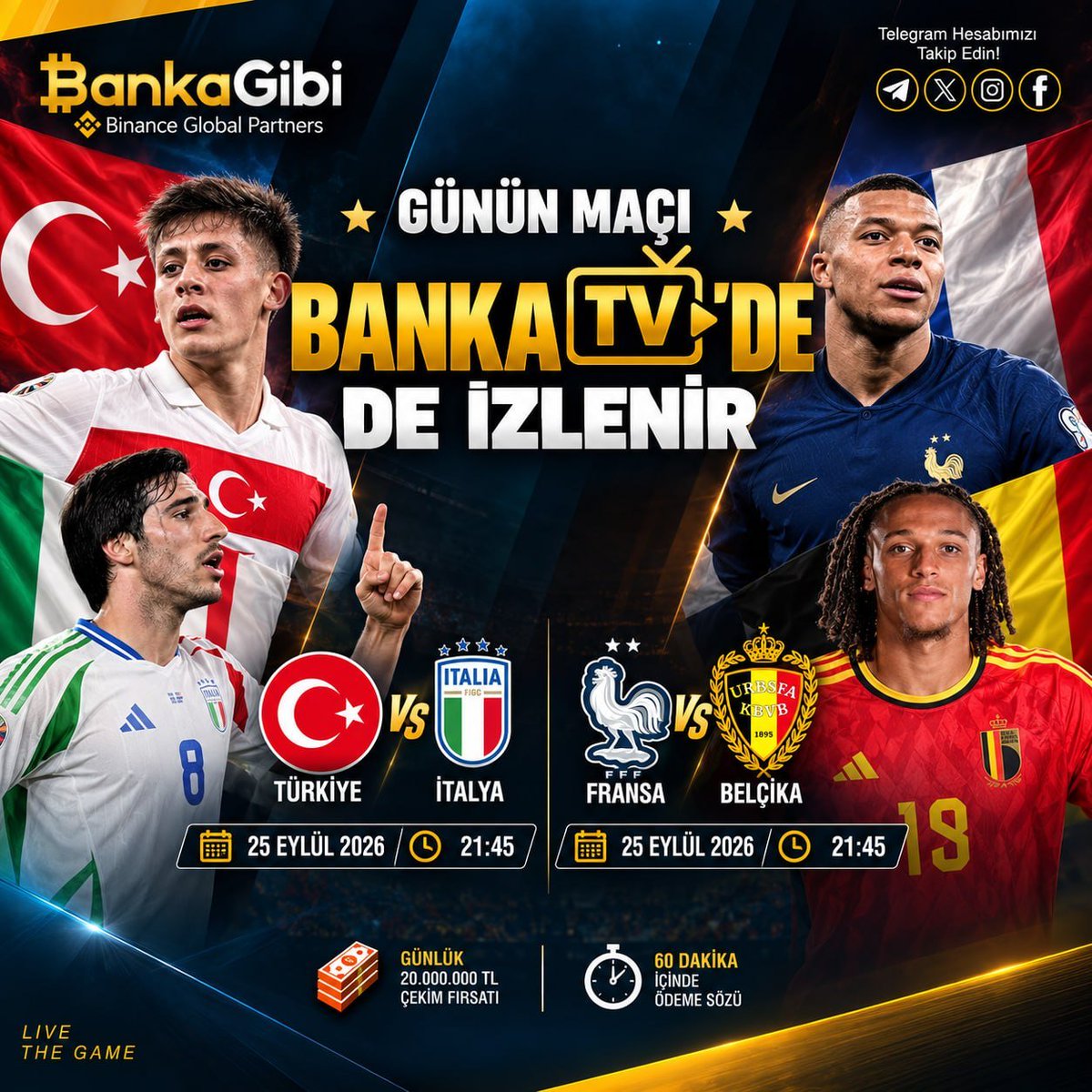 bankagibisocial's tweet photo. CANLI MAÇI LİNKTEN İZLE!
Türkiye VS Fransa - İtalya VS Belçika

Adrese tıkla kesintisiz olarak maçı izle! https://t.co/ycrtpMHI7d
  
Yorumlarda doğru skoru tahmin eden 3 kişiye toplam 3.000 TL nakit ödül! https://t.co/js6TZOdDDp

#Bizimçocuklar #NationsLeague #Millitakım #Fransa https://t.co/OWg0BStHP5