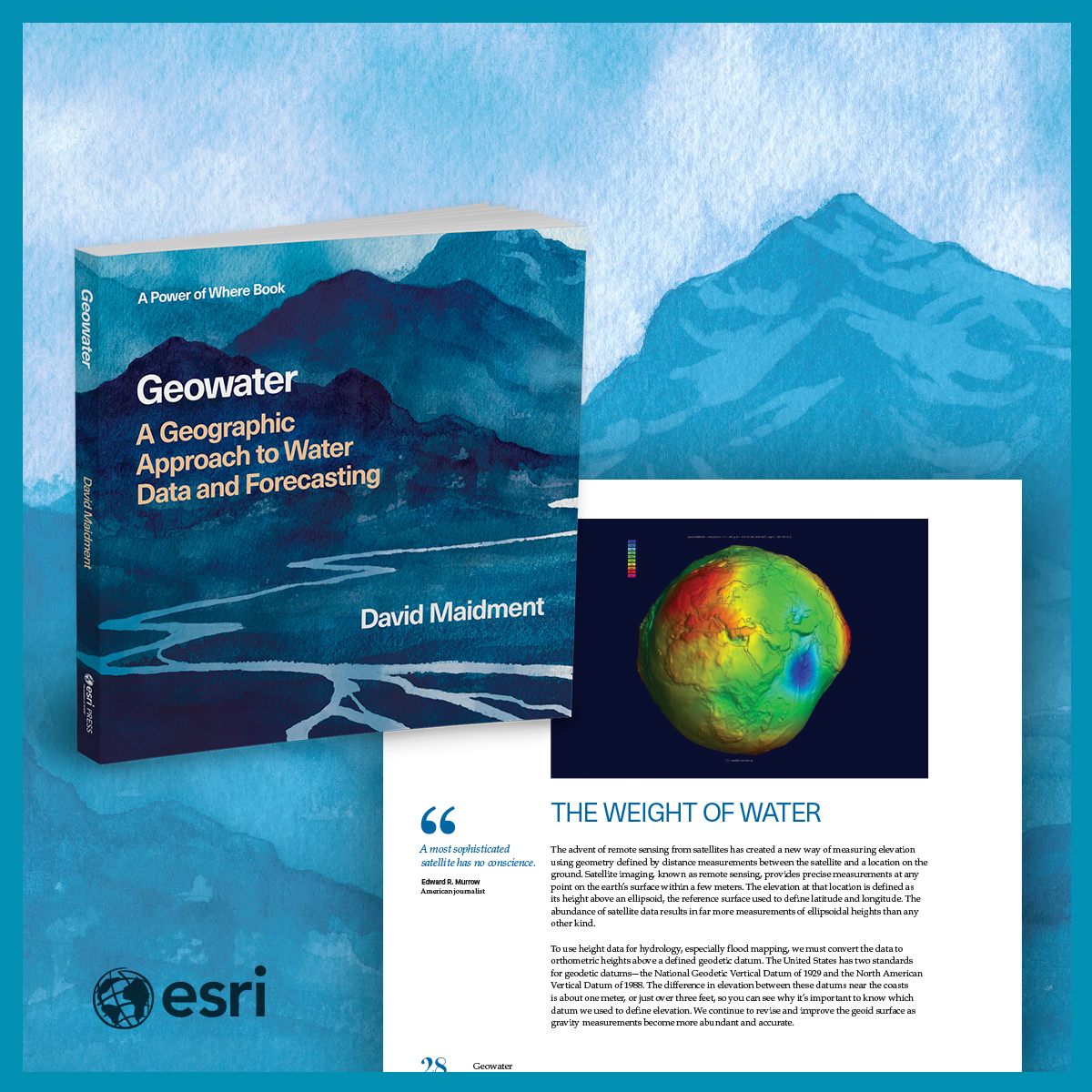 Esri's tweet photo. From data to action. ��🗺️ 

Discover how hydrologist David Maidment uses GIS to advance water and forecasting in “Geowater: A Geographic Approach to Water Data and Forecasting”. Part of The Power of Where Collection.

🔹Explore the book: https://t.co/ykMOAyRk2l https://t.co/qkPThfDVaP